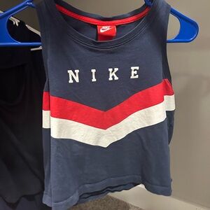 NIKE RED WHITE AND BLUE CROP TANK